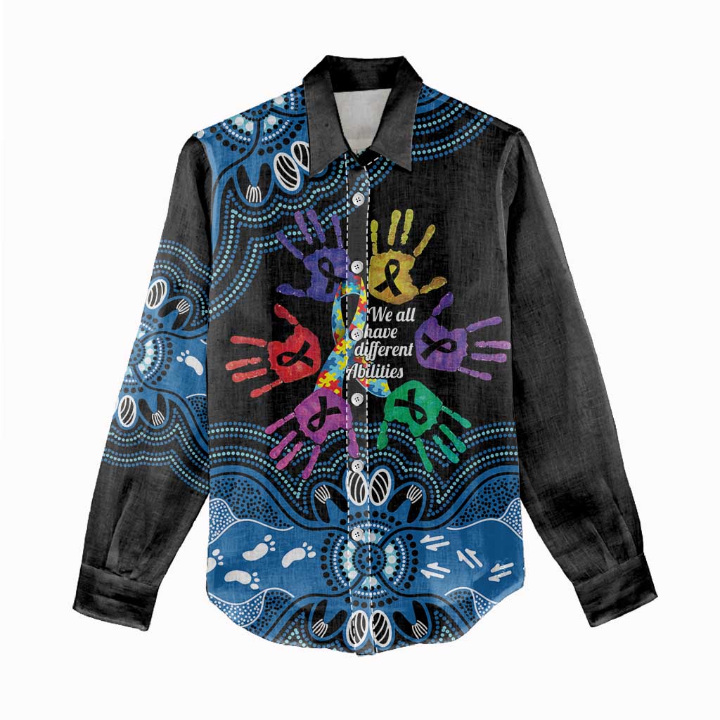 Autism Awareness Australia Indigenous Women Casual Shirt We All Have Different Abilities