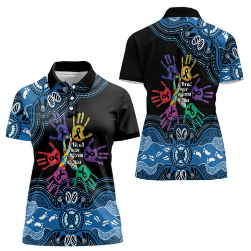Autism Awareness Australia Indigenous Women Polo Shirt We All Have Different Abilities
