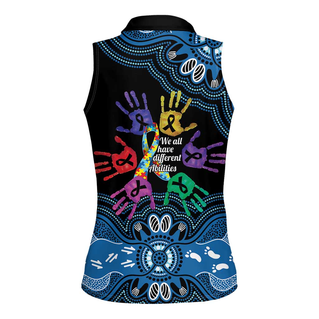 Autism Awareness Australia Indigenous Women Sleeveless Polo Shirt We All Have Different Abilities
