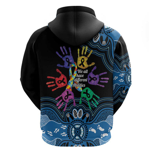 Autism Awareness Australia Indigenous Zip Hoodie We All Have Different Abilities