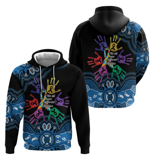 Autism Awareness Australia Indigenous Zip Hoodie We All Have Different Abilities