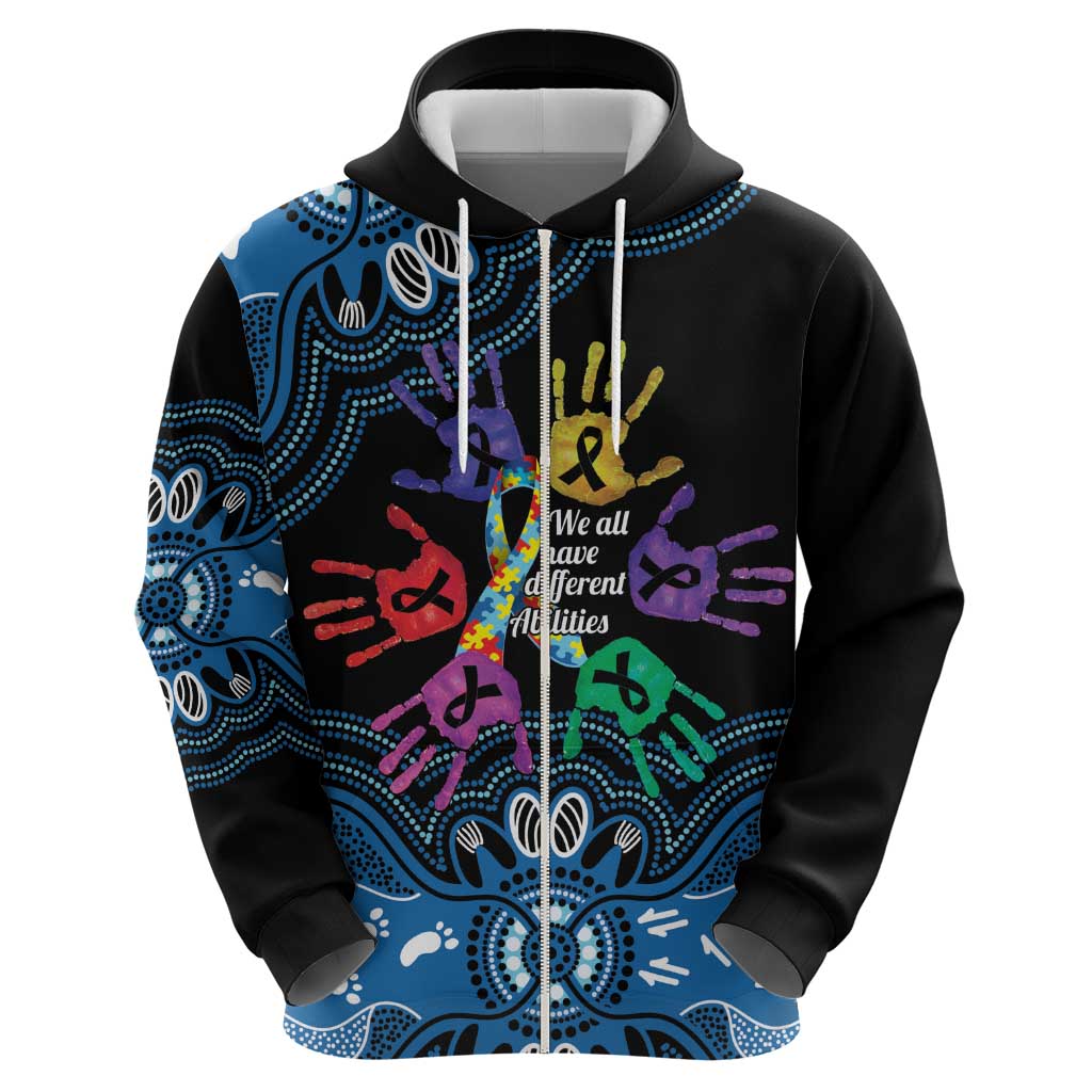 Autism Awareness Australia Indigenous Zip Hoodie We All Have Different Abilities