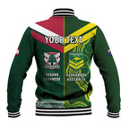 Custom Lebanon And Australia Rugby Baseball Jacket Aussie Kangaroos Lebanese Cedars