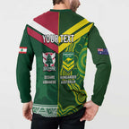 Custom Lebanon And Australia Rugby Button Sweatshirt Aussie Kangaroos Lebanese Cedars