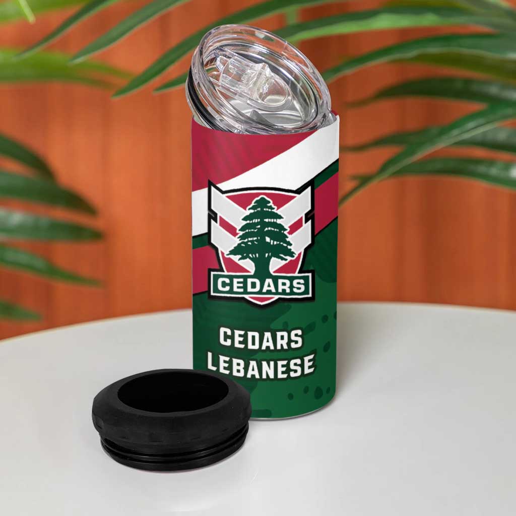 Lebanon And Australia Rugby 4 in 1 Can Cooler Tumbler Aussie Kangaroos Lebanese Cedars