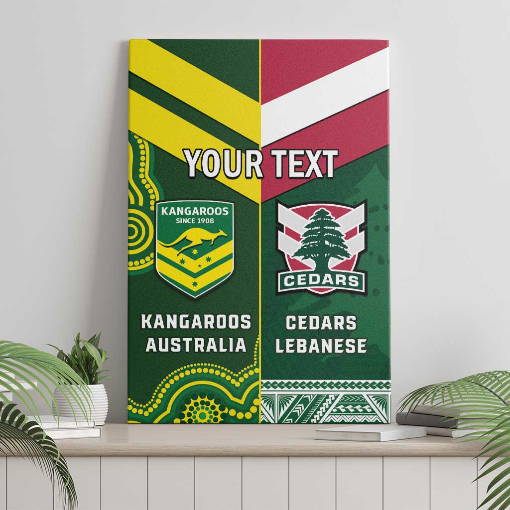 Custom Lebanon And Australia Rugby Canvas Wall Art Aussie Kangaroos Lebanese Cedars
