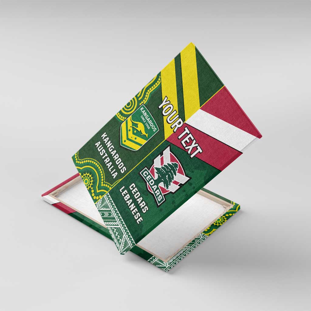Custom Lebanon And Australia Rugby Canvas Wall Art Aussie Kangaroos Lebanese Cedars