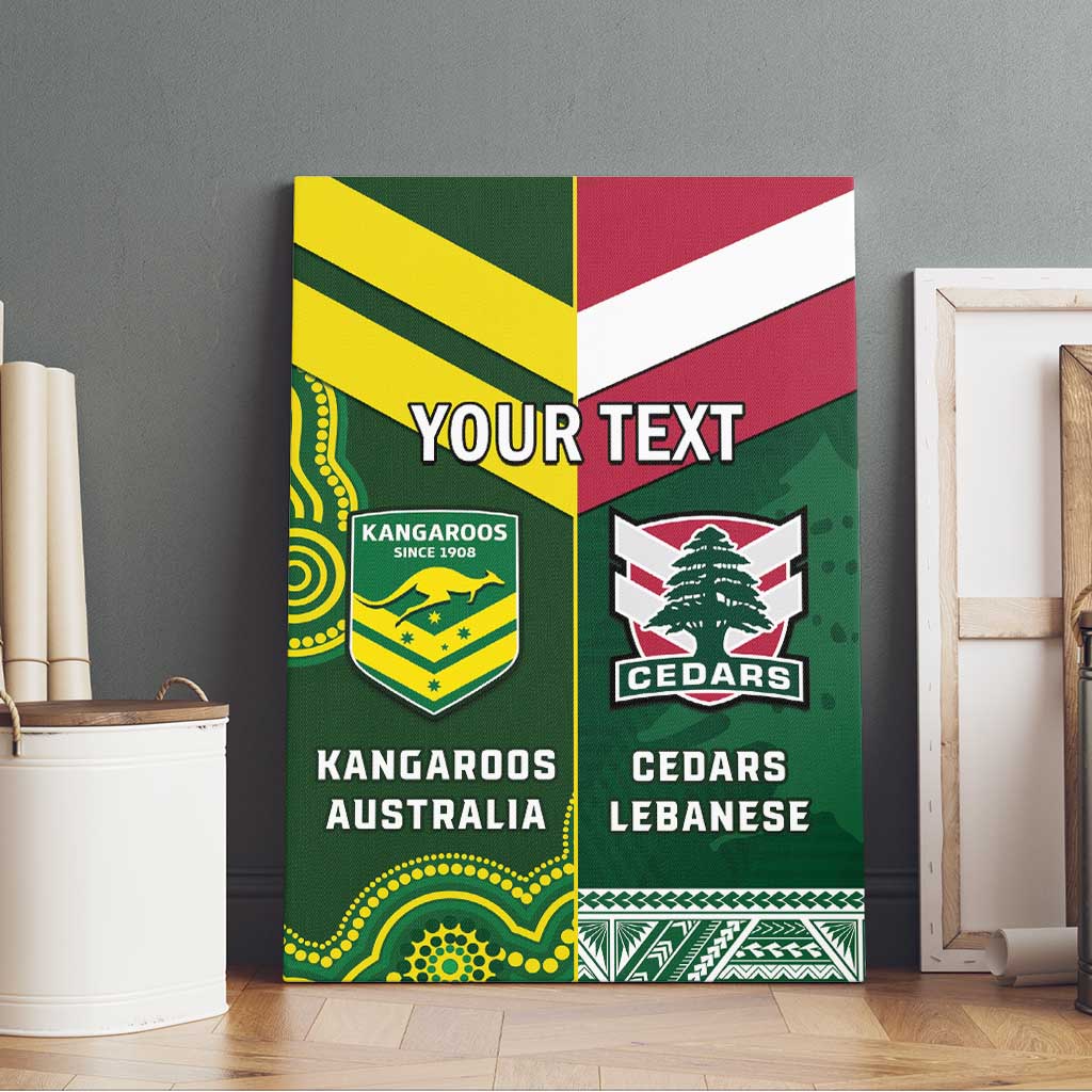 Custom Lebanon And Australia Rugby Canvas Wall Art Aussie Kangaroos Lebanese Cedars