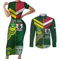 Custom Lebanon And Australia Rugby Couples Matching Short Sleeve Bodycon Dress and Long Sleeve Button Shirt Aussie Kangaroos Lebanese Cedars