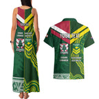 Custom Lebanon And Australia Rugby Couples Matching Tank Maxi Dress and Hawaiian Shirt Aussie Kangaroos Lebanese Cedars