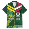 Custom Lebanon And Australia Rugby Family Matching Mermaid Dress and Hawaiian Shirt Aussie Kangaroos Lebanese Cedars