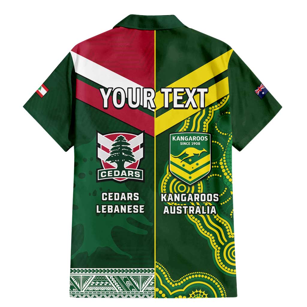 Custom Lebanon And Australia Rugby Family Matching Mermaid Dress and Hawaiian Shirt Aussie Kangaroos Lebanese Cedars