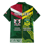 Custom Lebanon And Australia Rugby Family Matching Mermaid Dress and Hawaiian Shirt Aussie Kangaroos Lebanese Cedars