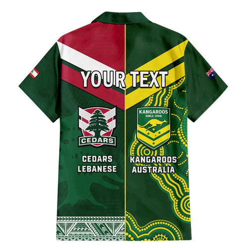 Custom Lebanon And Australia Rugby Family Matching Mermaid Dress and Hawaiian Shirt Aussie Kangaroos Lebanese Cedars