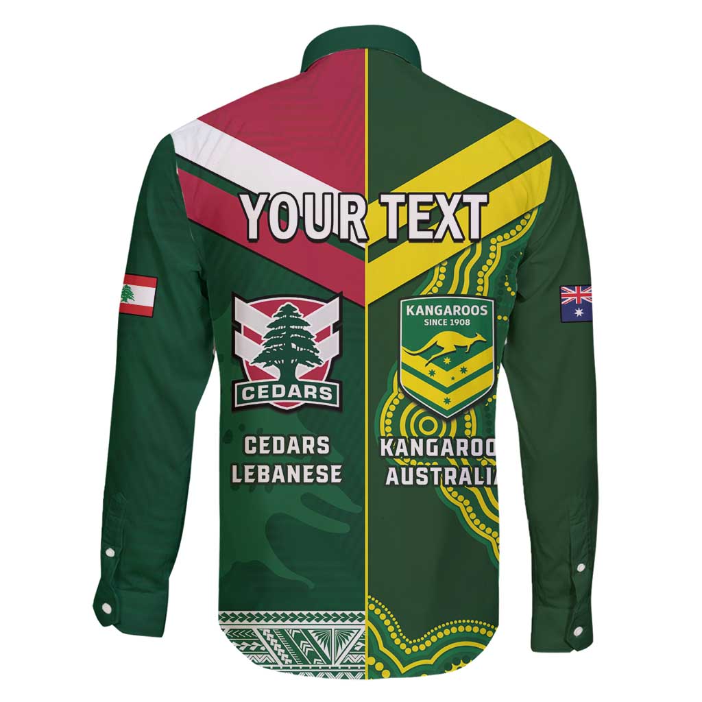 Custom Lebanon And Australia Rugby Family Matching Mermaid Dress and Hawaiian Shirt Aussie Kangaroos Lebanese Cedars