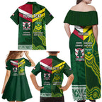 Custom Lebanon And Australia Rugby Family Matching Off Shoulder Maxi Dress and Hawaiian Shirt Aussie Kangaroos Lebanese Cedars