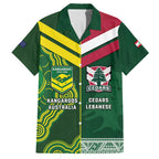 Custom Lebanon And Australia Rugby Family Matching Off Shoulder Maxi Dress and Hawaiian Shirt Aussie Kangaroos Lebanese Cedars