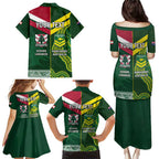 Custom Lebanon And Australia Rugby Family Matching Puletasi and Hawaiian Shirt Aussie Kangaroos Lebanese Cedars