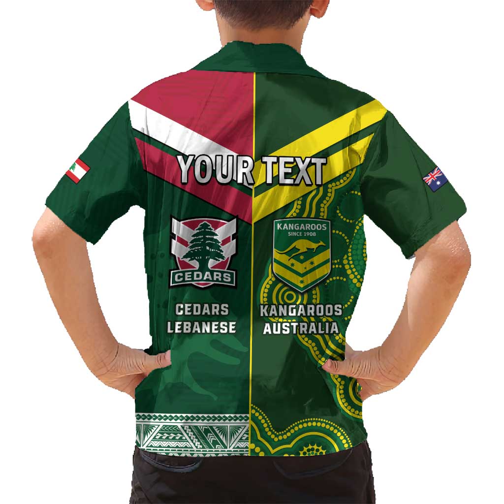 Custom Lebanon And Australia Rugby Family Matching Summer Maxi Dress and Hawaiian Shirt Aussie Kangaroos Lebanese Cedars