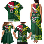 Custom Lebanon And Australia Rugby Family Matching Tank Maxi Dress and Hawaiian Shirt Aussie Kangaroos Lebanese Cedars