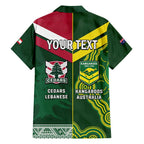 Custom Lebanon And Australia Rugby Family Matching Tank Maxi Dress and Hawaiian Shirt Aussie Kangaroos Lebanese Cedars
