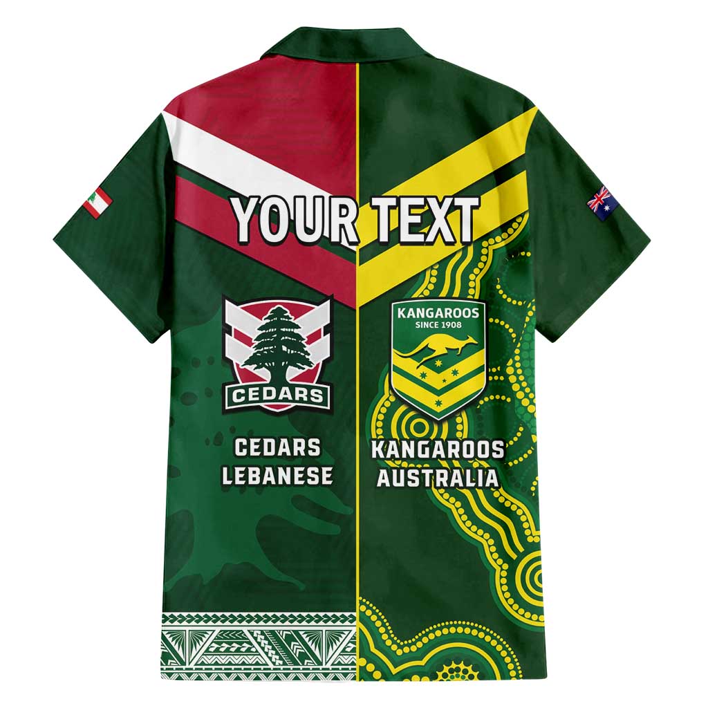 Custom Lebanon And Australia Rugby Family Matching Tank Maxi Dress and Hawaiian Shirt Aussie Kangaroos Lebanese Cedars