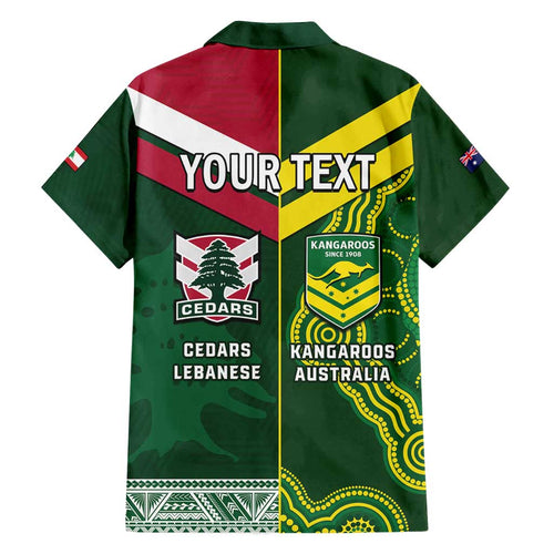 Custom Lebanon And Australia Rugby Family Matching Tank Maxi Dress and Hawaiian Shirt Aussie Kangaroos Lebanese Cedars