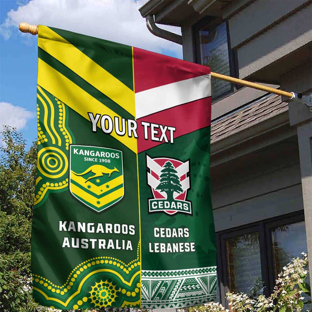 Custom Lebanon And Australia Rugby Garden Flag Aussie Kangaroos Lebanese Cedars
