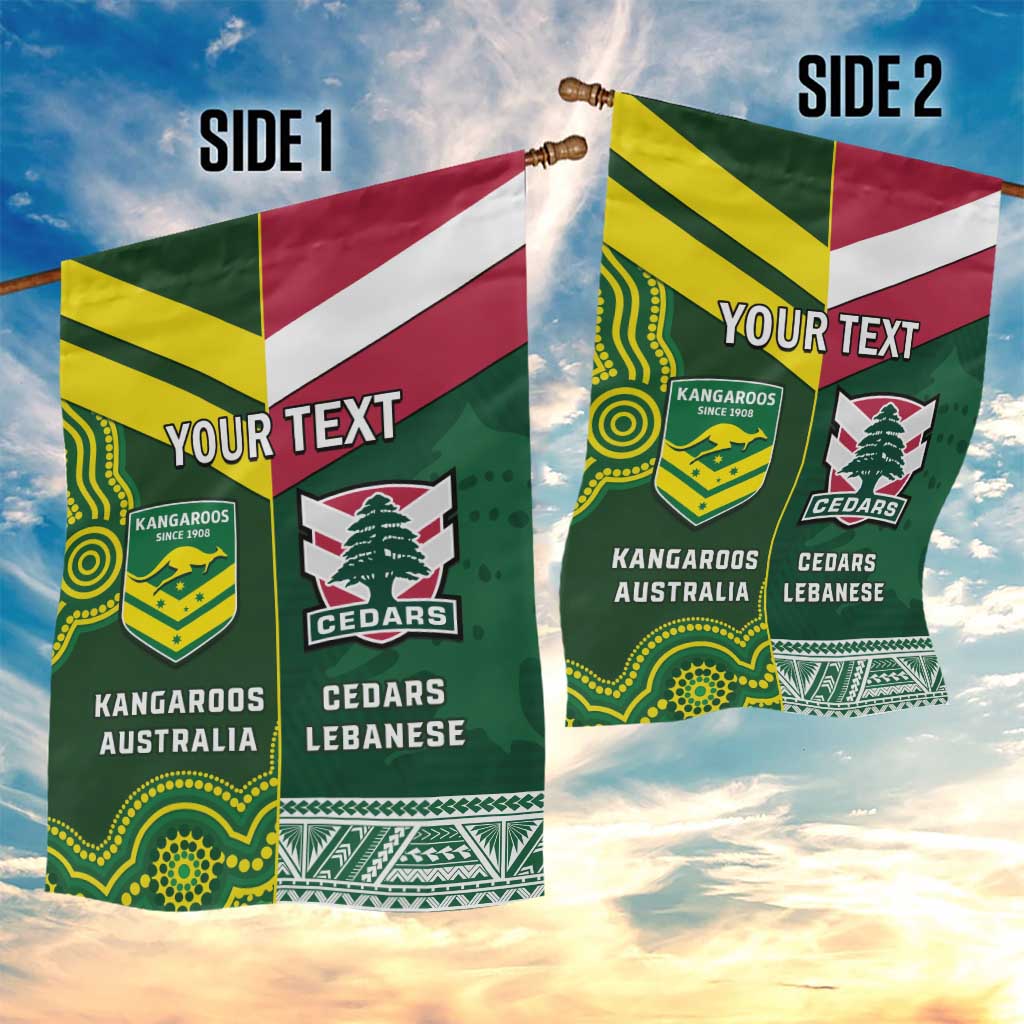 Custom Lebanon And Australia Rugby Garden Flag Aussie Kangaroos Lebanese Cedars