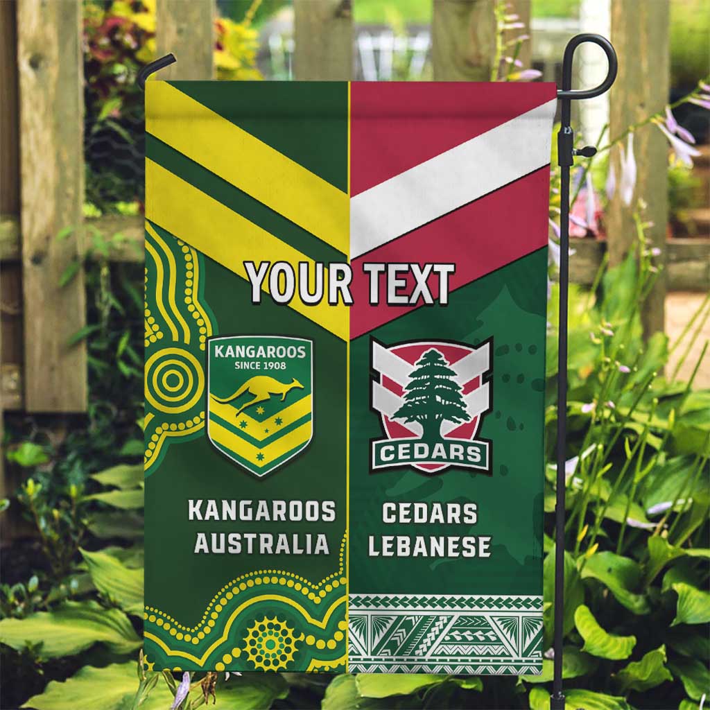 Custom Lebanon And Australia Rugby Garden Flag Aussie Kangaroos Lebanese Cedars