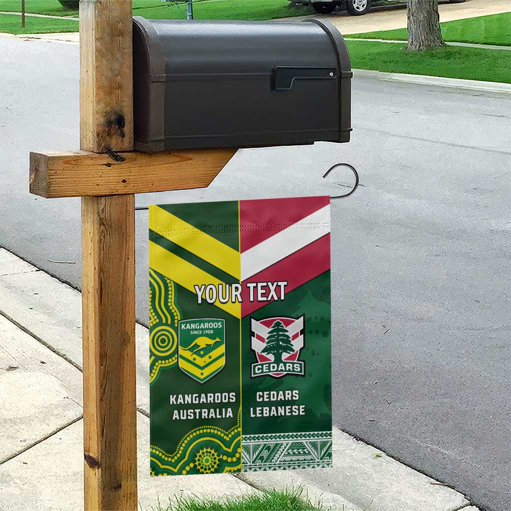 Custom Lebanon And Australia Rugby Garden Flag Aussie Kangaroos Lebanese Cedars