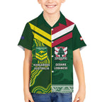 Custom Lebanon And Australia Rugby Kid Hawaiian Shirt Aussie Kangaroos Lebanese Cedars