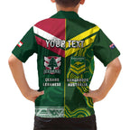 Custom Lebanon And Australia Rugby Kid Hawaiian Shirt Aussie Kangaroos Lebanese Cedars