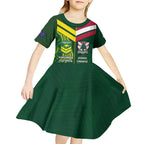 Custom Lebanon And Australia Rugby Kid Short Sleeve Dress Aussie Kangaroos Lebanese Cedars