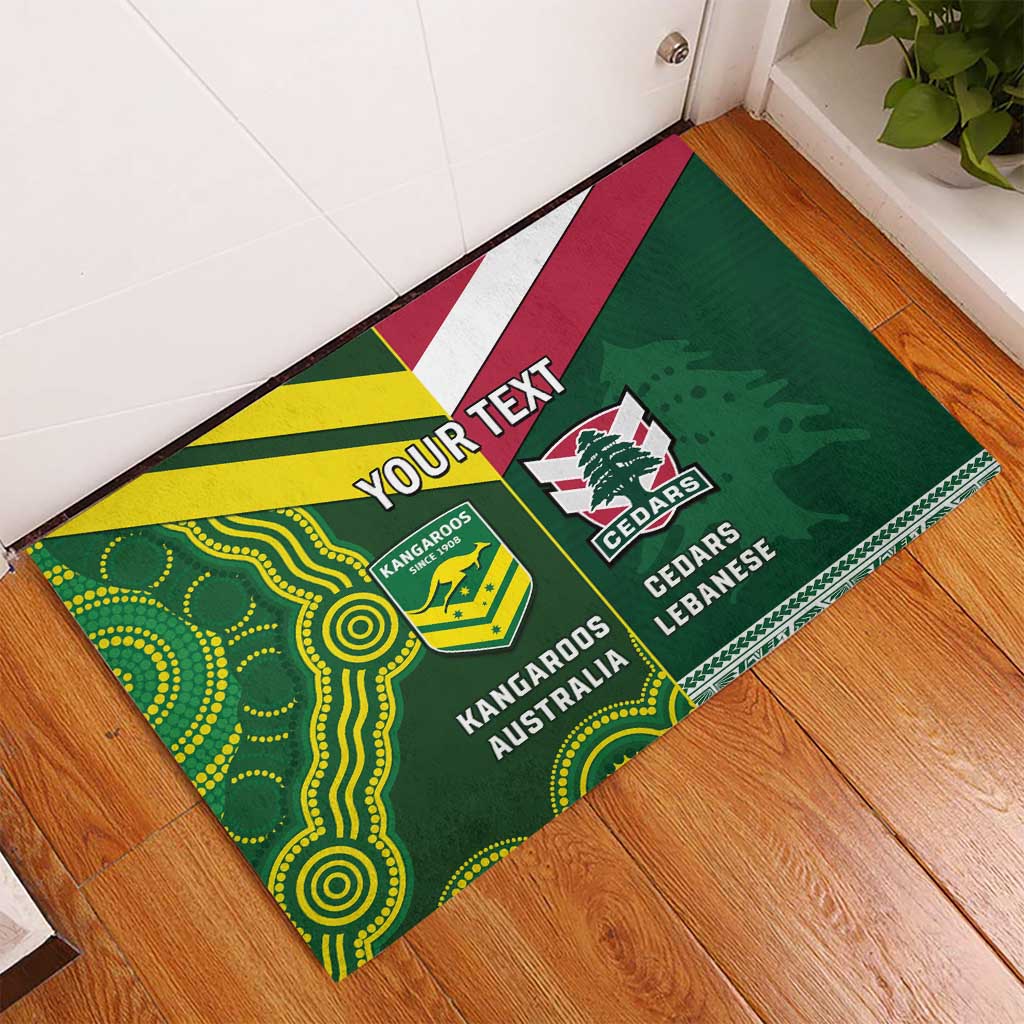 Custom Lebanon And Australia Rugby Rubber Doormat Aussie Kangaroos Lebanese Cedars