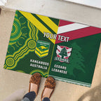 Custom Lebanon And Australia Rugby Rubber Doormat Aussie Kangaroos Lebanese Cedars