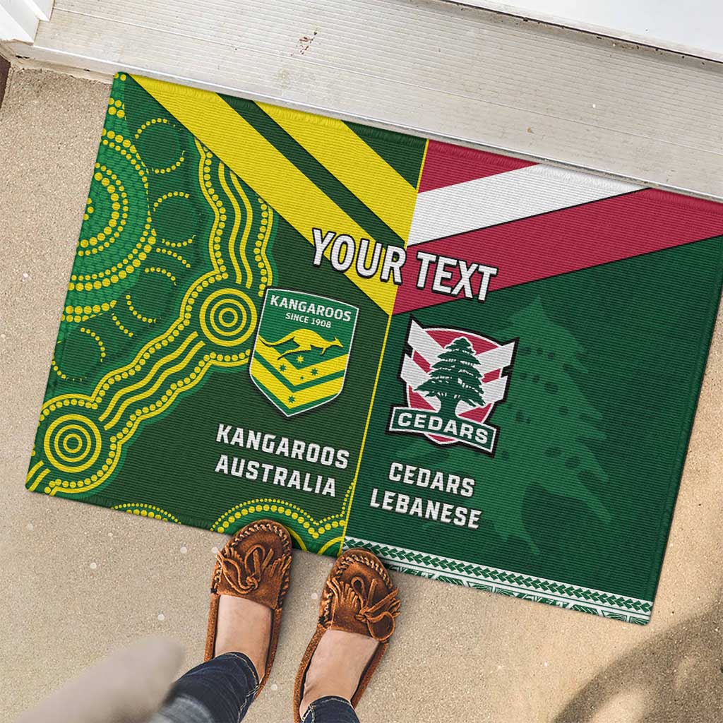 Custom Lebanon And Australia Rugby Rubber Doormat Aussie Kangaroos Lebanese Cedars