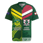 Custom Lebanon And Australia Rugby Rugby Jersey Aussie Kangaroos Lebanese Cedars