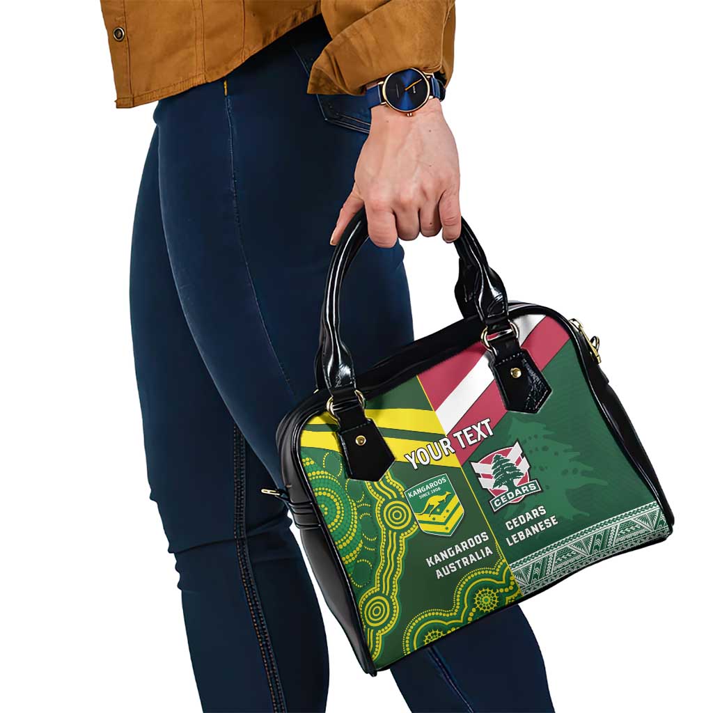 Custom Lebanon And Australia Rugby Shoulder Handbag Aussie Kangaroos Lebanese Cedars