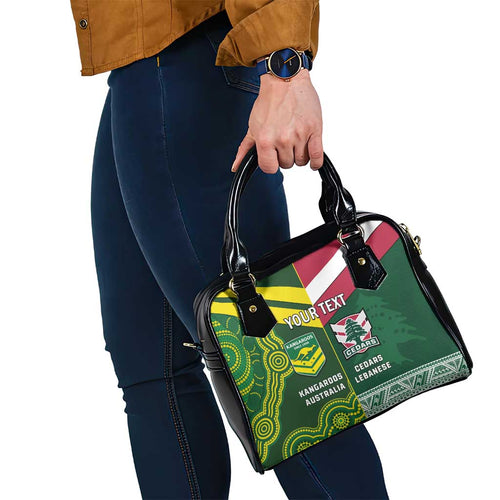 Custom Lebanon And Australia Rugby Shoulder Handbag Aussie Kangaroos Lebanese Cedars