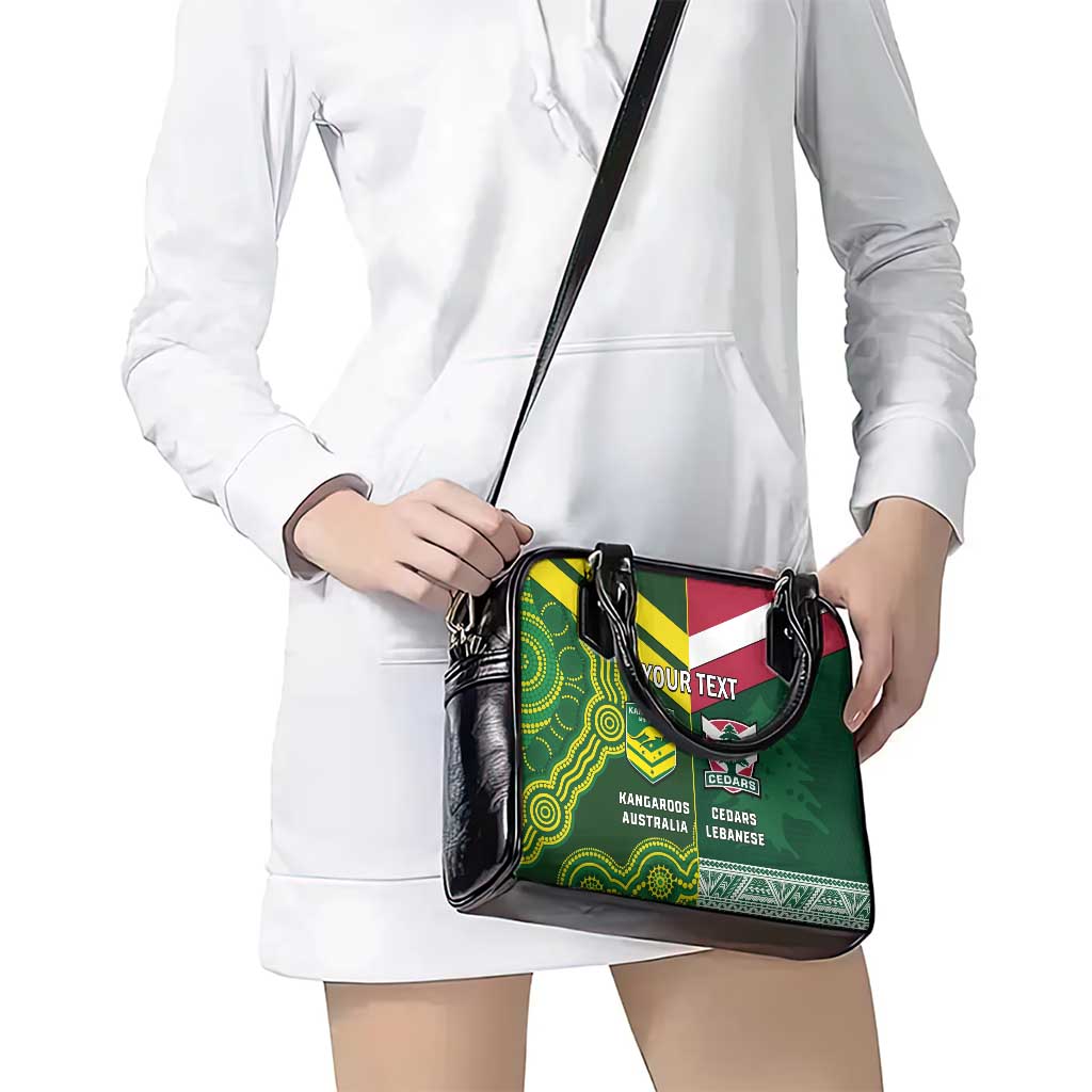 Custom Lebanon And Australia Rugby Shoulder Handbag Aussie Kangaroos Lebanese Cedars