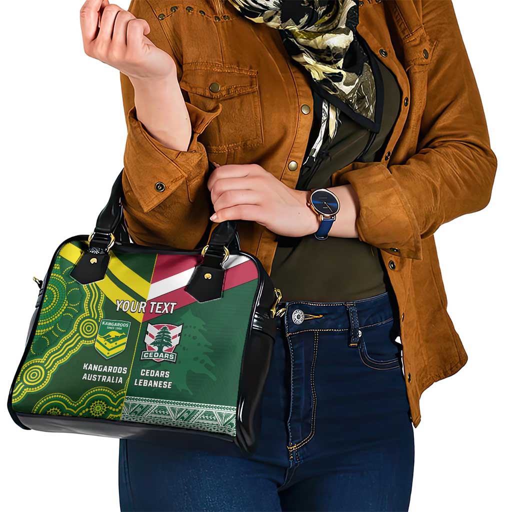 Custom Lebanon And Australia Rugby Shoulder Handbag Aussie Kangaroos Lebanese Cedars