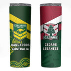 Lebanon And Australia Rugby Skinny Tumbler Aussie Kangaroos Lebanese Cedars
