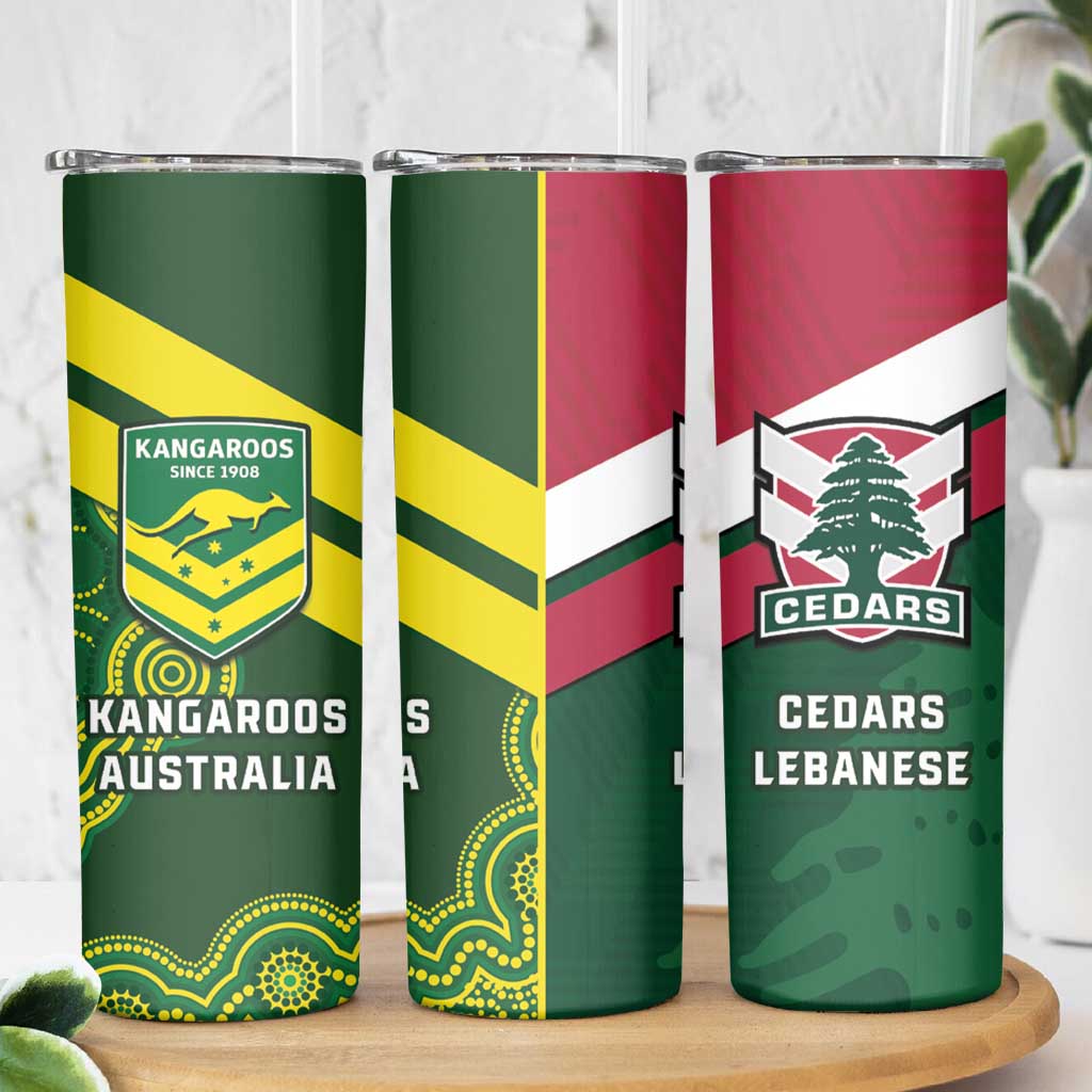Lebanon And Australia Rugby Skinny Tumbler Aussie Kangaroos Lebanese Cedars