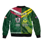 Custom Lebanon And Australia Rugby Sleeve Zip Bomber Jacket Aussie Kangaroos Lebanese Cedars