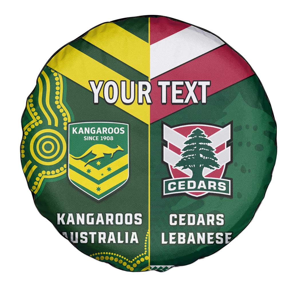 Custom Lebanon And Australia Rugby Spare Tire Cover Aussie Kangaroos Lebanese Cedars