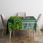 Custom Lebanon And Australia Rugby Tablecloth Aussie Kangaroos Lebanese Cedars