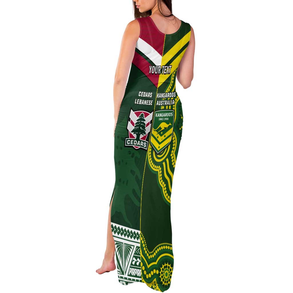 Custom Lebanon And Australia Rugby Tank Maxi Dress Aussie Kangaroos Lebanese Cedars