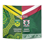 Custom Lebanon And Australia Rugby Tapestry Aussie Kangaroos Lebanese Cedars
