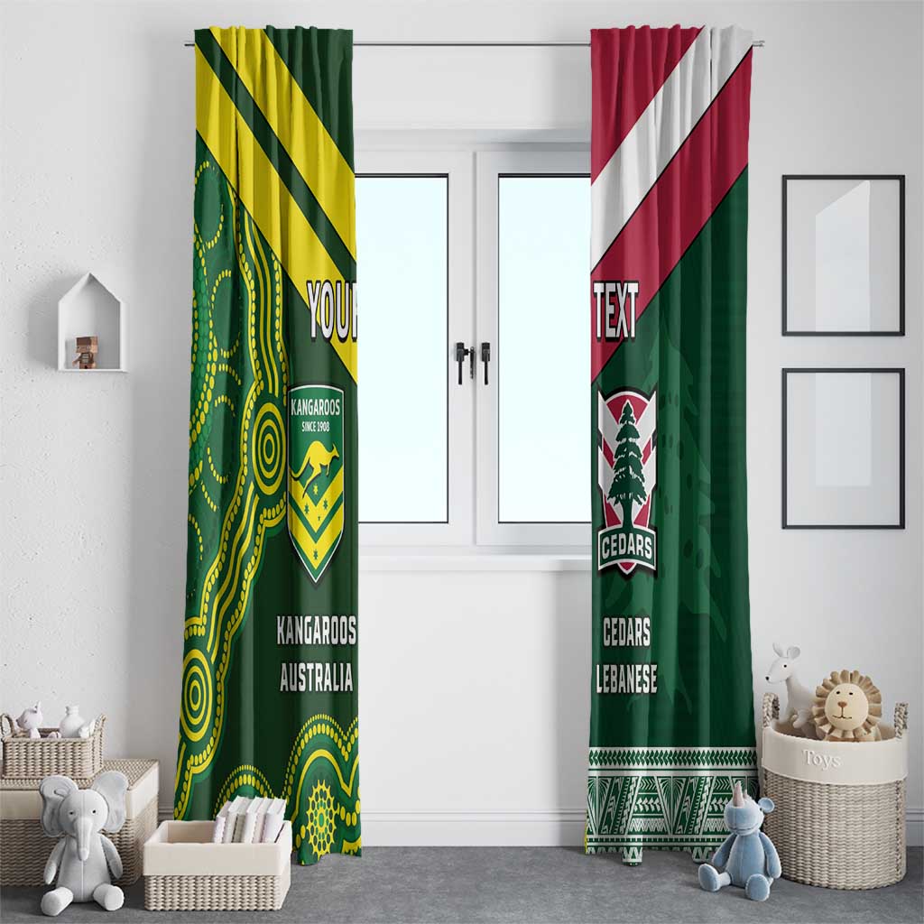 Custom Lebanon And Australia Rugby Window Curtain Aussie Kangaroos Lebanese Cedars